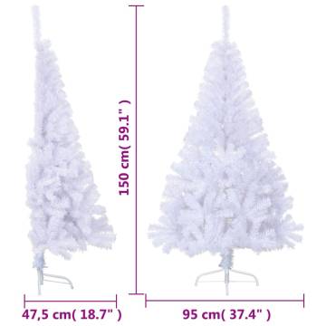 Artificial Half Christmas Tree 150 cm - White PVC | Hipomarket