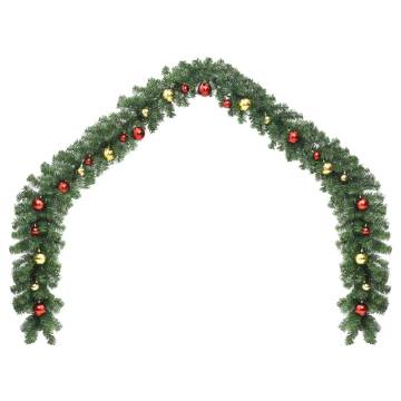 Christmas Garland with Baubles & LED Lights - 5m Decor