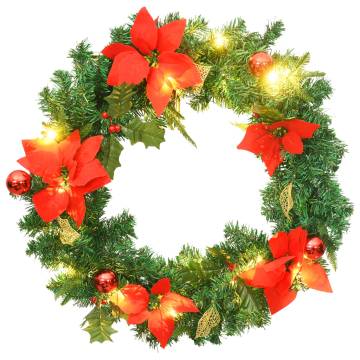 Christmas Wreath with LED Lights - 60 cm Green PVC