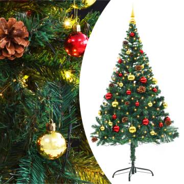 150 cm Pre-lit Artificial Christmas Tree with Baubles - Green