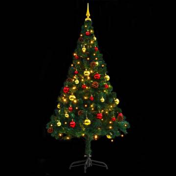 150 cm Pre-lit Artificial Christmas Tree with Baubles - Green