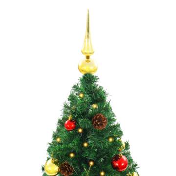 150 cm Pre-lit Artificial Christmas Tree with Baubles - Green