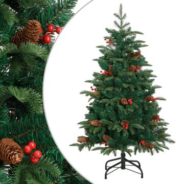 Artificial Hinged Christmas Tree with Cones & Berries - 120cm