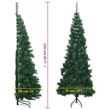 210 cm Corner Artificial Christmas Tree - Green PVC