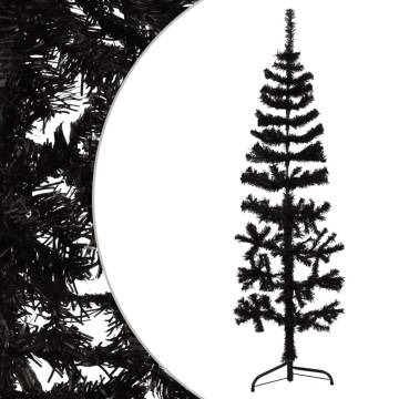 Slim Black Half Christmas Tree 150 cm - Space-Saving Decor