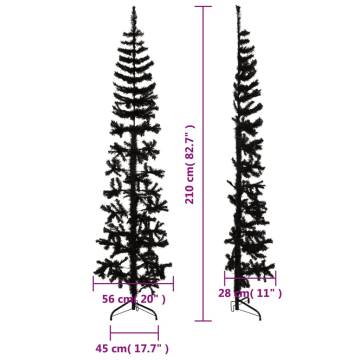 Slim Artificial Half Christmas Tree 210 cm - Black