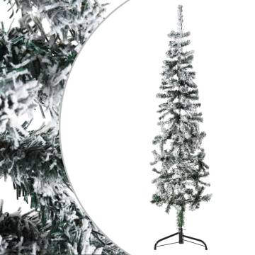 Slim Artificial Half Christmas Tree with Flocked Snow - 120 cm