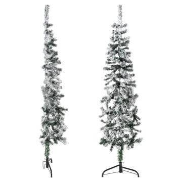 Slim Artificial Half Christmas Tree with Flocked Snow - 120 cm