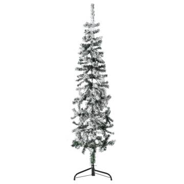 Slim Artificial Half Christmas Tree with Flocked Snow - 120 cm