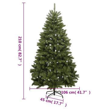 210 cm Artificial Hinged Christmas Tree with Stand - Green