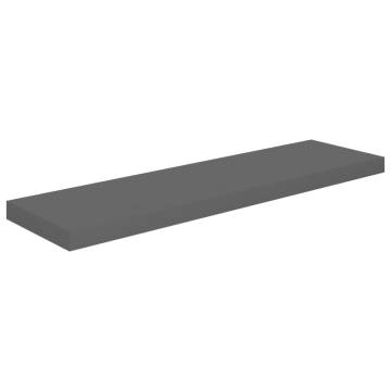 Stylish High Gloss Grey Floating Wall Shelf - 90x23.5 cm