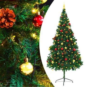 Pre-lit Christmas Tree with Baubles - 210 cm Green