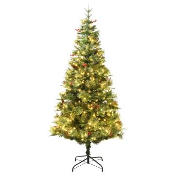 Pre-lit Christmas Tree with Pine Cones - 225 cm Green