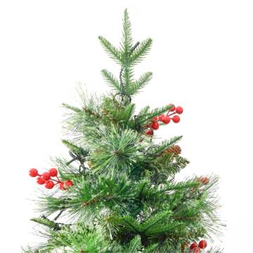 Pre-lit Christmas Tree with Pine Cones - 225 cm Green