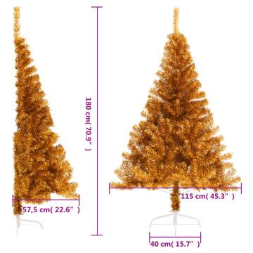 Gold Half Christmas Tree 180 cm - Artificial & Space-Saving