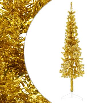 Slim Gold Half Christmas Tree 120cm - Space-Saving Decor