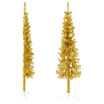 Slim Gold Half Christmas Tree 120cm - Space-Saving Decor