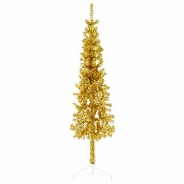 Slim Gold Half Christmas Tree 120cm - Space-Saving Decor