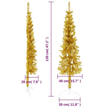 Slim Gold Half Christmas Tree 120cm - Space-Saving Decor