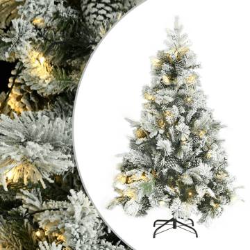 Pre-lit Christmas Tree with Flocked Snow & Cones - 150 cm