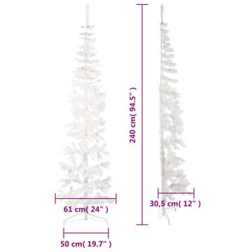 Slim Artificial Half Christmas Tree with Stand - 240 cm White