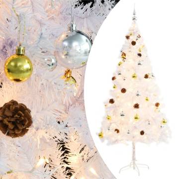 Pre-lit White Christmas Tree with Baubles - 180 cm | Hipo Market