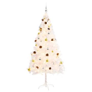 Pre-lit White Christmas Tree with Baubles - 180 cm | Hipo Market