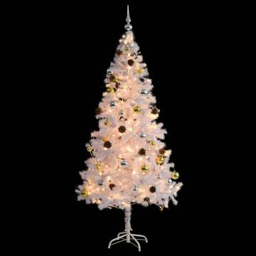 Pre-lit White Christmas Tree with Baubles - 180 cm | Hipo Market