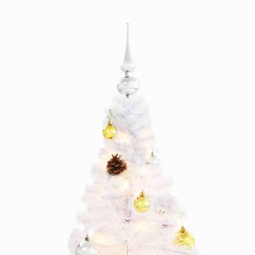 Pre-lit White Christmas Tree with Baubles - 180 cm | Hipo Market