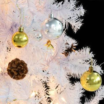 Pre-lit White Christmas Tree with Baubles - 180 cm | Hipo Market