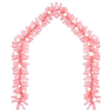 Christmas Garland with LED Lights - 10m Pink | Hipo Market