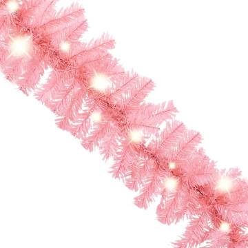 Christmas Garland with LED Lights - 10m Pink | Hipo Market