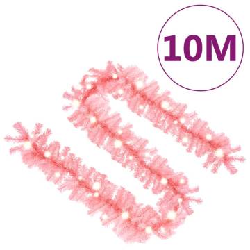 Christmas Garland with LED Lights - 10m Pink | Hipo Market