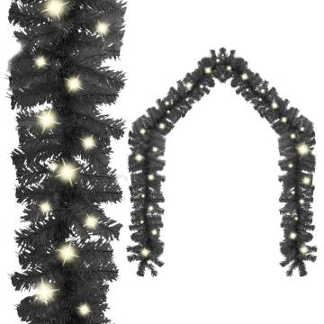 Christmas Garland with LED Lights - 10m Black | Hipo Market