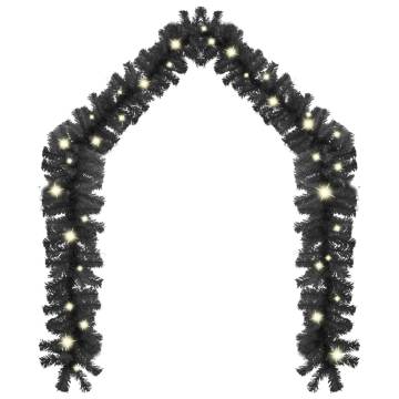 Christmas Garland with LED Lights - 10m Black | Hipo Market