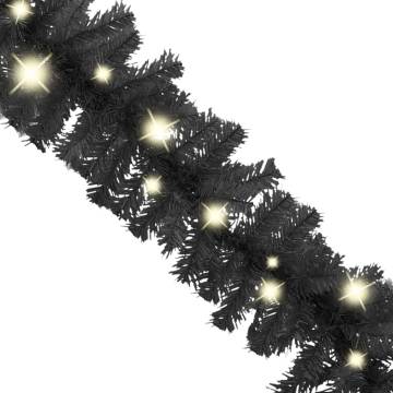 Christmas Garland with LED Lights - 10m Black | Hipo Market