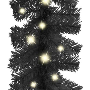 Christmas Garland with LED Lights - 10m Black | Hipo Market