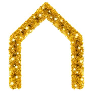 10m Gold Christmas Garland with LED Lights - Festive Decoration