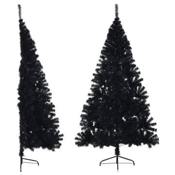 Black 210 cm Artificial Half Christmas Tree with Stand - HipoMarket