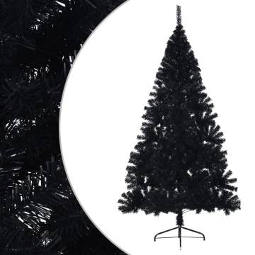 Black 210 cm Artificial Half Christmas Tree with Stand - HipoMarket