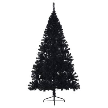 Black 210 cm Artificial Half Christmas Tree with Stand - HipoMarket