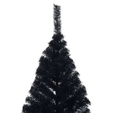 Black 210 cm Artificial Half Christmas Tree with Stand - HipoMarket