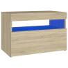 Stylish Bedside Cabinet & LED Lights in Sonoma Oak - HipoMarket