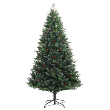 180 cm Artificial Hinged Christmas Tree with Red Berries