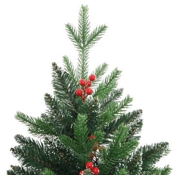 180 cm Artificial Hinged Christmas Tree with Red Berries