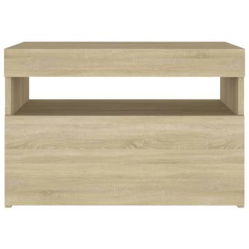 Stylish Bedside Cabinet & LED Lights in Sonoma Oak - HipoMarket