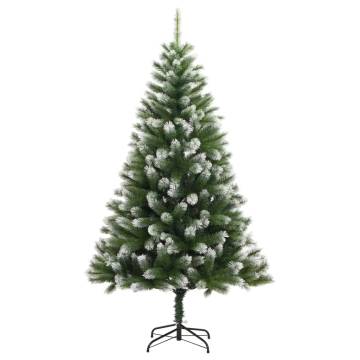 210 cm Artificial Hinged Christmas Tree with Flocked Snow