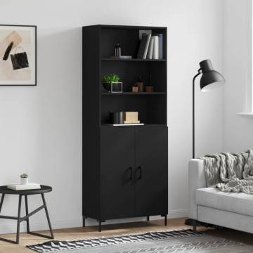 Stylish Highboard Black 69.5x34x180 cm Engineered Wood