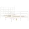 White Solid Wood Bed Frame with Headboard - Small Double