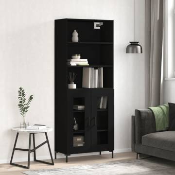 Elegant Black Highboard - 69.5x34x180 cm Engineered Wood